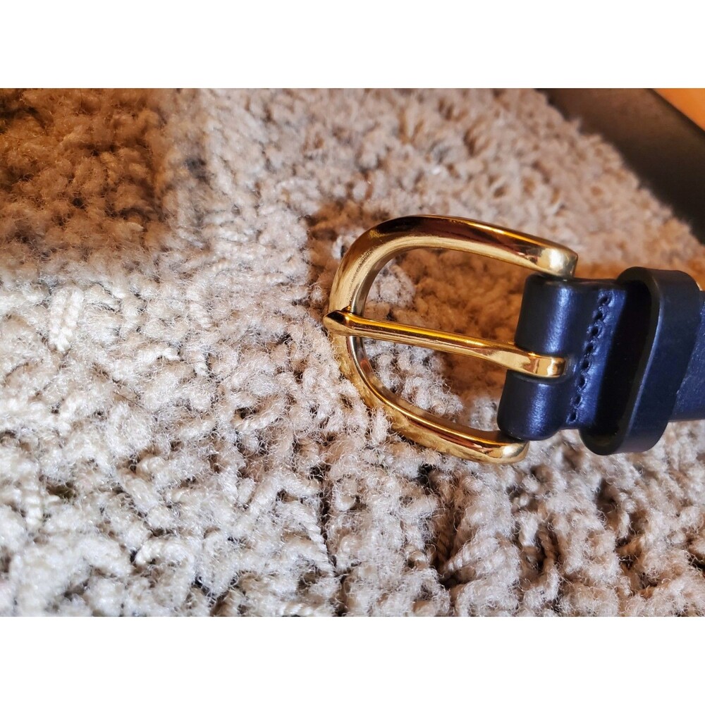J.Crew Women's Black Italian Leather Belt Gold Tone Buckle F9579 - Picture 5 of 5
